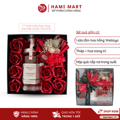[Hộp Đen] Hộp Quà Sữa Tắm Hoa Hồng Damask Weilaiya 450ml