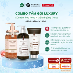 Combo Sữa Tắm Hoa Hồng + Gội Xả Gừng Nâu Luxury