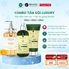 Combo Sữa Tắm Hoa Cúc + Gội Xả Gừng Xanh Luxury