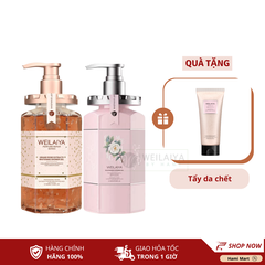 [Deal 3-STHTHH] Combo Sữa Tắm Trắng Da Hoa Trà + Hoa Hồng Weilaiya - Tặng Tẩy Tế Bào Chết Body