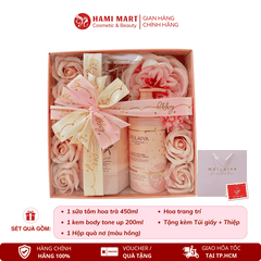 [Hộp hồng] Sét Quà Sữa Tắm Hoa Trà Weilaiya + Kem Body Tone Up Weilaiya
