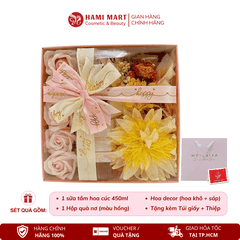 [Hộp hồng] Sét Quà Sữa Tắm Hoa Cúc Weilaiya 450ml