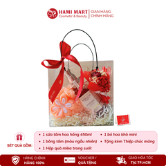 [Túi Mika Trong] Sét Quà Sữa Tắm Trắng Da Hoa Hồng 450ml
