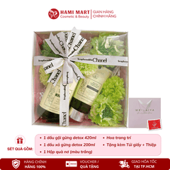 [Hộp Trắng] Sét Quà Gội Xả Gừng Luxury Xanh Detox Da Đầu X2 Mọc Tóc