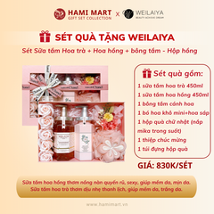 [Hộp Hồng] Sét Quà 2 Chai Sữa Tắm Weilaiya (Hoa hồng + Hoa trà)