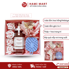 [Hộp Hồng-STHH] Hộp Quà Sữa Tắm Hoa Hồng Damask Weilaiya 450ml + Lược Tắm Gội