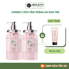 [Deal 3-2STHT] Combo 2 Sữa Tắm Trắng Da Hoa Trà Weilaiya +Tặng Tẩy Da Chết Ủ Trắng