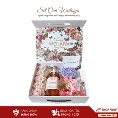 [Hộp Hoa] Sét Quà Tặng Sữa Tắm Hoa Hồng Damask Weilaiya + Tặng Lược Tắm Gội