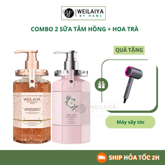[Deal 1-STHTH] Combo Sữa Tắm Trắng Da Hoa Trà + Hoa Hồng Weilaiya - Tặng Máy sấy