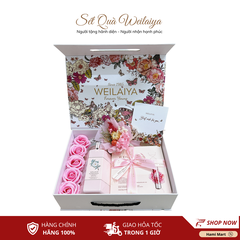 [Hộp Hoa] Sét Quà Tặng Sữa Tắm Hoa Trà Camellia Weilaiya + Mặt Nạ Hoa Hồng