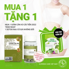 Viên Uống Giảm Cân Thảo Mộc X3 Slimming Số 1+ Tặng Detox Rau Xanh