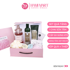 [Hộp Hồng] Sét Quà Tặng Sữa Tắm Cánh Hoa Hồng Damask Weilaiya + Gội Xả Gừng HTO Weilaiya