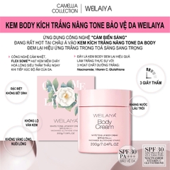 Kem Trắng Da Body Hoa Trà Weilaiya 200g - Tặng Sét Múc Kem