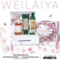 [Hộp Hoa] Sét Quà Tặng Sữa Tắm Hoa Hồng Damask Weilaiya + Gội Xả Gừng