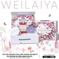 [Hộp Hoa] Sét Quà Tặng Sữa Tắm Hoa Hồng Damask Weilaiya + Tặng Lược Tắm Gội