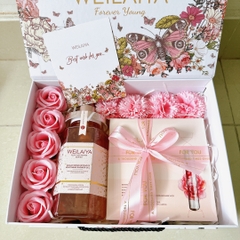 [Hộp Hoa] Sét Quà Tặng Sữa Tắm Hoa Hồng Damask Weilaiya + Mặt Nạ Hoa Hồng