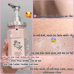 Sữa Tắm Trắng Da Hoa Trà Camellia Weilaiya 450ml + Tặng Bông Tắm