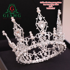 Vương miện cô dâu phụ kiện cưới giang vương miện tròn nhỏ dùng cho tóc bới cao