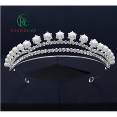 Vương miện cô dâu viền đá đính chóp hạt trai thanh lịch mẫu đẹp 2022 Giangpkc TP HCM SP2219564