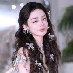 Bộ nơ cài tóc cô dâu đính đá gồm  5 nơ bông tai và bộ dây cổ ren mới 2025  giangpkc-phu-kien-thoi-trang