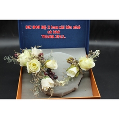 Bộ đôi cài tóc cô dâu hoa và cỏ khô