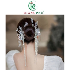 Cài tóc cô dâu hoa ánh bạc pha lê cao cấp Giangpkc 10-2022 SP2221928   giangpkc-phu-kien-thoi-trang