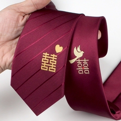 Nơ và cà vạt đỏ dành cho ngày cưới chữ thêu song hỷ độc đáo TP HCM  giangpkc-phu-kien-thoi-trang