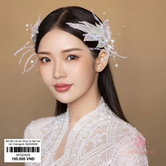 Bộ đôi cài tóc lông vũ hạt trai ren Giangpck Sp002928