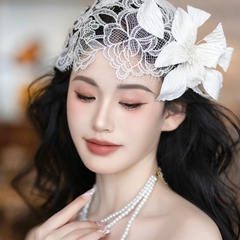 Mũ hoa ren thủ công phong cách Cộng hòa cổ điển, mũ nón ren, phong cách Pháp  giangpkc-phu-kien-thoi-trang