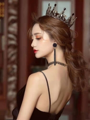 Vương miện chụp hình màu đen cổ điển tròn mẫu mới t52023  giangpkc-phu-kien-thoi-trang