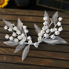 Cài tóc cô dâu đôi hoa linh lan lá mẫu mới 3-2023  giangpkc-phu-kien-thoi-trang