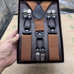 Dây Đai Quần Chữ Y nam 3.5 Cm ngang thun 6  kẹp màu nâu da bò đẹp  giangpkc-phu-kien-thoi-trang