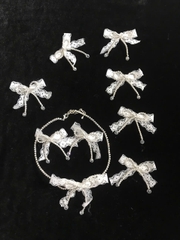 Bộ nơ cài tóc cô dâu đính đá gồm  5 nơ bông tai và bộ dây cổ ren mới 2025  giangpkc-phu-kien-thoi-trang