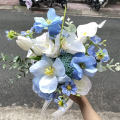 Hoa cưới cầm tay cô dâu tông xanh mới đẹp tháng 11-2023 Giangpkc  giangpkc-phu-kien-thoi-trang