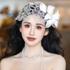 Mũ hoa ren thủ công phong cách Cộng hòa cổ điển, mũ nón ren, phong cách Pháp  giangpkc-phu-kien-thoi-trang