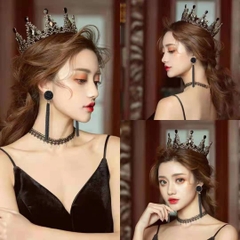 Vương miện chụp hình màu đen cổ điển tròn mẫu mới t52023  giangpkc-phu-kien-thoi-trang