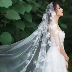 Voan cô dâu phụ kiện cưới  hoa voan trắng mẫu dài 2m dính hoa voan  giangpkc-phu-kien-thoi-trang