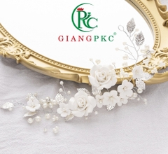 Ốp cài tóc cô dâu hoa sau trắng lá hạt trang 9-2022 Giangpkc  giangpkc-phu-kien-thoi-trang SP2221904