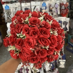 Hoa cầm tay cô dâu - hoa Hồng tỷ muội đỏ -phụ kiện cưới Giang