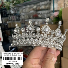 Vương miện cô dâu dáng 7cm chất liệu đá lấp lánh xi mạ không đen Giangpkc Sp002934