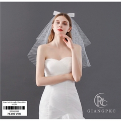 Voan cài tóc cô dâu lưới mắt to gắn nơ phi chụp hình cô dâu Giangpkc Sp002898