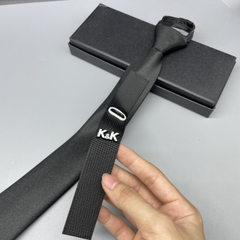 Cà vạt nam thanh niên 2024 KK  6cm đen kẻ tăm thắt sẵn tiện lợi giangpkc-phu-kien-thoi-trang