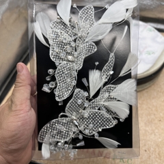 Cài tóc cô dâu lưới hoa nhũ kết lông vũ mẫu mới t7/2023  giangpkc-phu-kien-thoi-trang