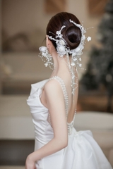 Bộ đôi cài tóc cô dâu hoa nụ trắng dây hạt đá tặng kèm bông tai Giangpkc11-2022  giangpkc-phu-kien-thoi-trang