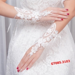 Găng tay cô dâu lửng hoa nổi