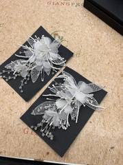 Bộ đôi hoa cài tóc cô dâu voan lá ren kim tuyến mới 2023 Giangpkc  SP2223456