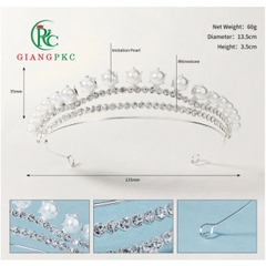 Vương miện cô dâu viền đá đính chóp hạt trai thanh lịch mẫu đẹp 2022 Giangpkc TP HCM SP2219564