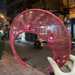 Mấn cô dâu lưới đính hoa cao cấp đỏ đô T5-2024  giangpkc-phu-kien-thoi-trang
