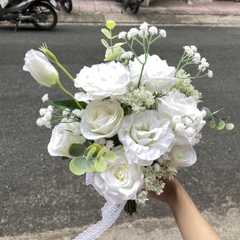Hoa cầm tay cô dâu mẫu bó hoa hồng trắng kèm baby mới t11/2023   giangpkc-phu-kien-thoi-trang