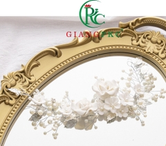 Ốp cài tóc cô dâu hoa sau trắng lá hạt trang 9-2022 Giangpkc  giangpkc-phu-kien-thoi-trang SP2221904